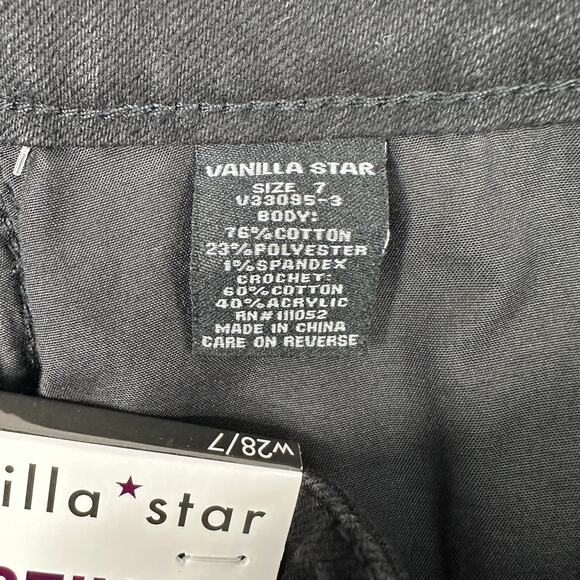 Vanilla Star Crochet Denim Shorts Women’s 28 Black Boho Festival Style V33095-3 - Picture 7 of 8